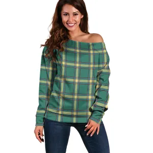 Alberta Province Canada Tartan Off Shoulder Women Sweater