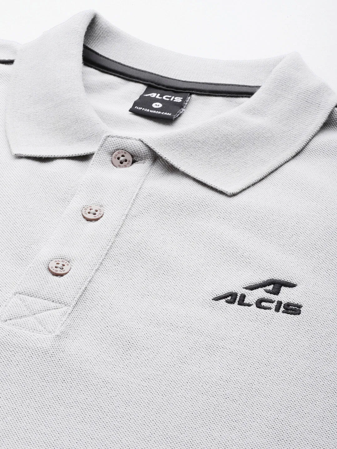 Alcis Men Brand Logo Embroidered Polo Collar Sports T-shirt