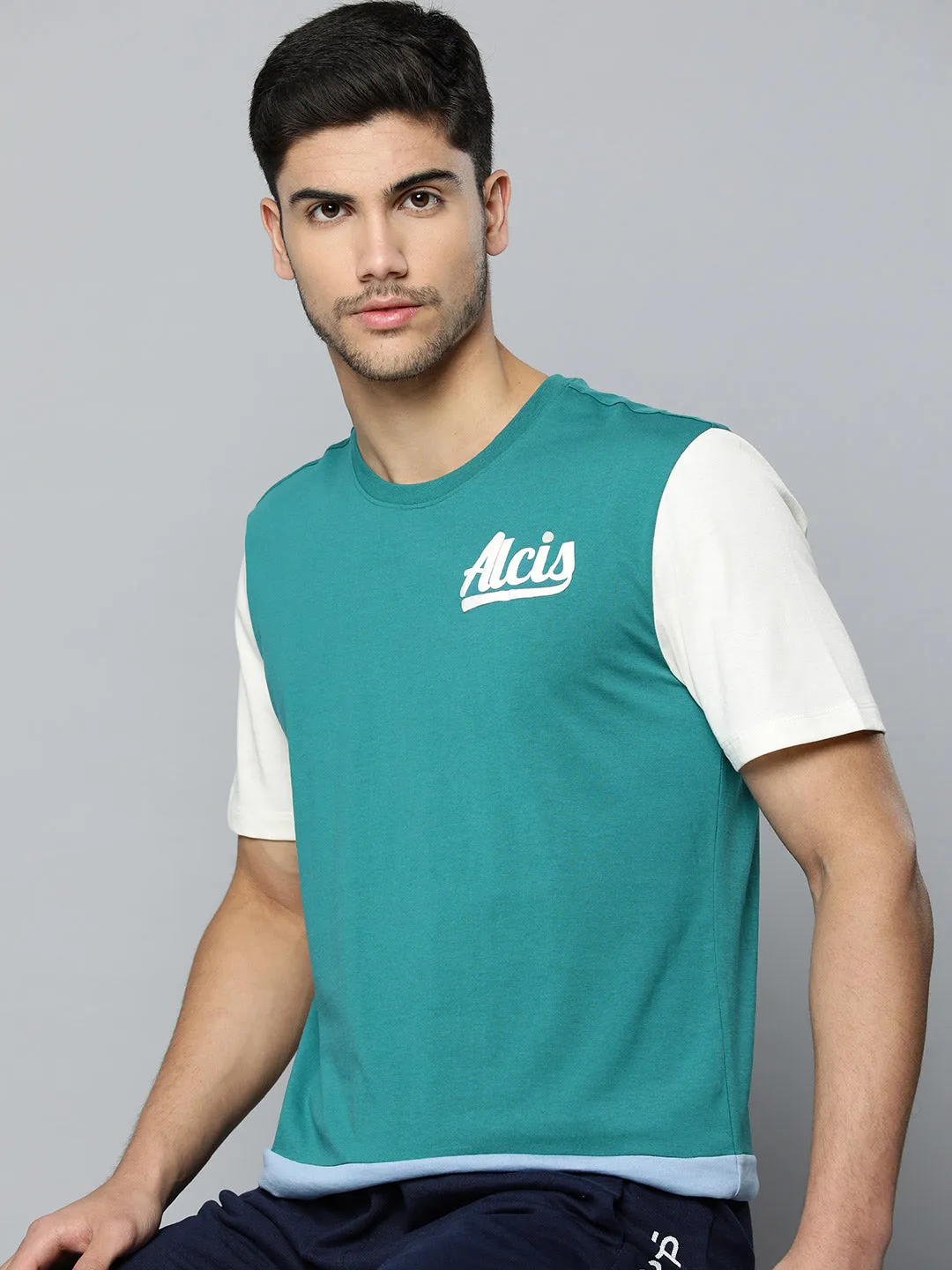 Alcis Men Colourblocked Anti Static Slim Fit Sports T-shirt