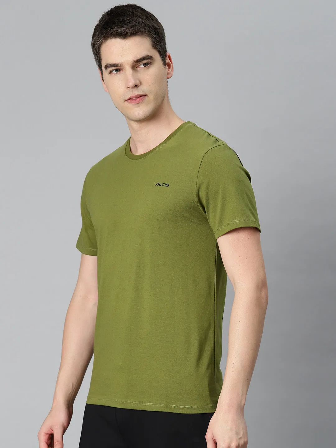 Alcis Men Olive Green Printed Sports T-shirt