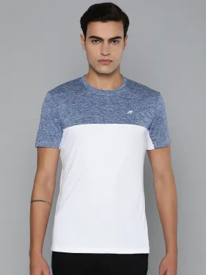 Alcis Men White Blue Colourblocked Dry Tech Slim Fit Sports T-shirt