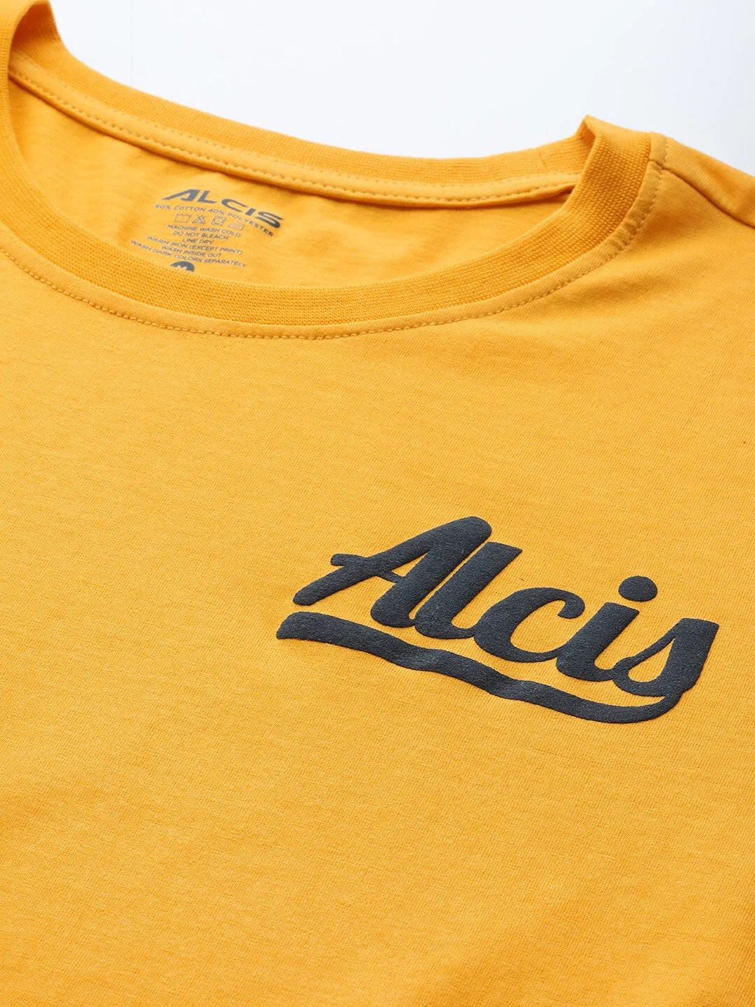 Alcis Men Yellow White Colourblocked Dry Tech Slim Fit Sports T-shirt