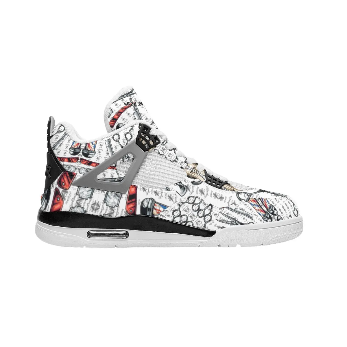 All-Over Print Men's Air Cushion Basketball Shoes themed barber 2