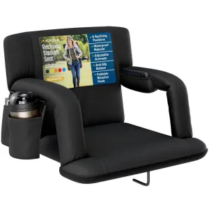 Alpcour Reclining Stadium Seat with Armrests and Side Pockets - X-Wide