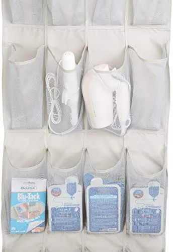 Amazon Basics Amazon Metal Basics 24 Pair Over-The-Door Shoe Organizer, White, Shoes