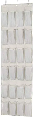 Amazon Basics Amazon Metal Basics 24 Pair Over-The-Door Shoe Organizer, White, Shoes