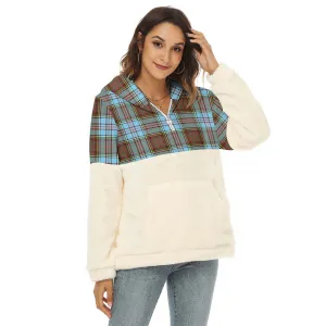 Anderson Ancient Tartan Women's Borg Fleece Hoodie With Half Zip