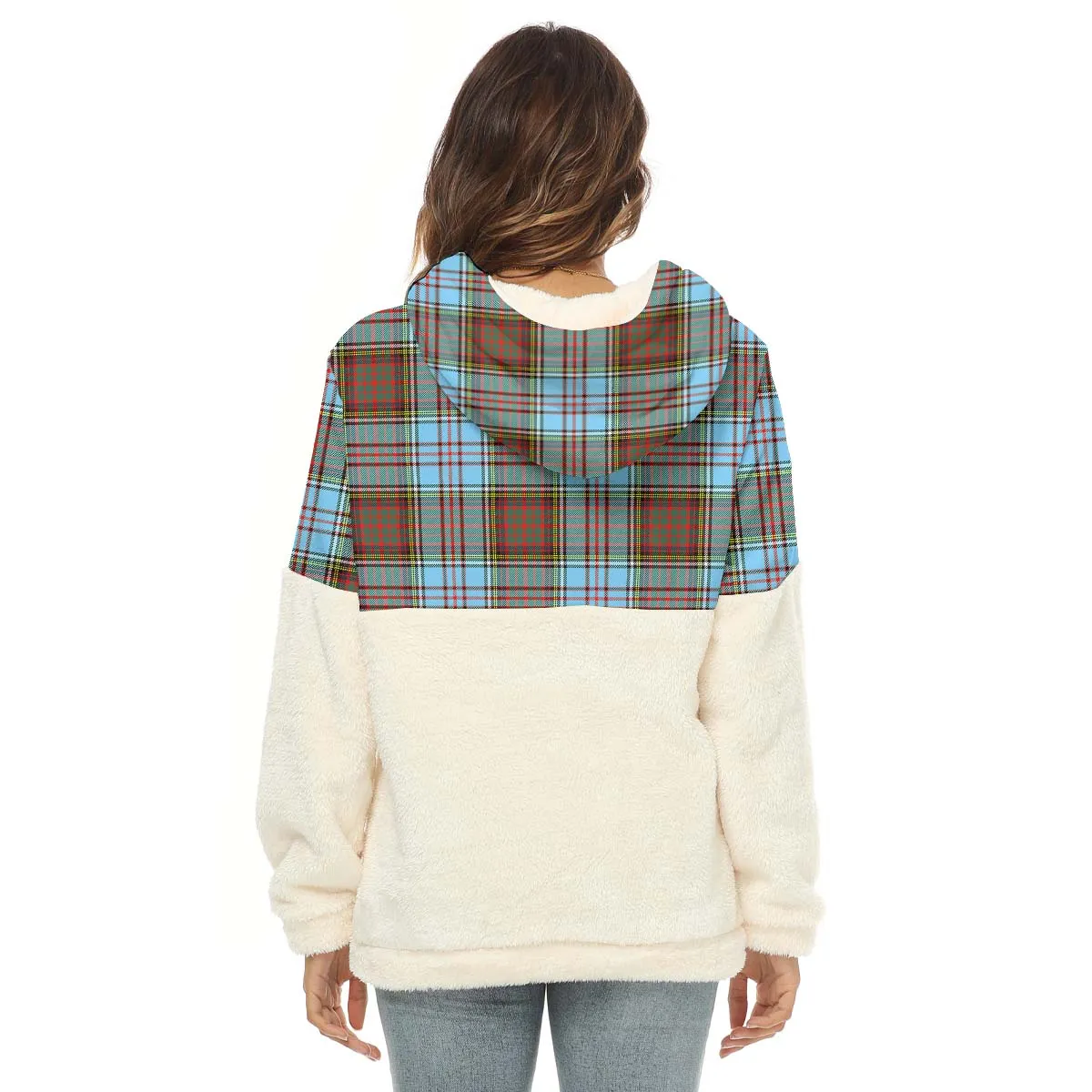 Anderson Ancient Tartan Women's Borg Fleece Hoodie With Half Zip