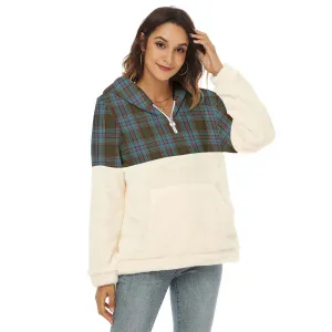 Anderson Tartan Women's Borg Fleece Hoodie With Half Zip