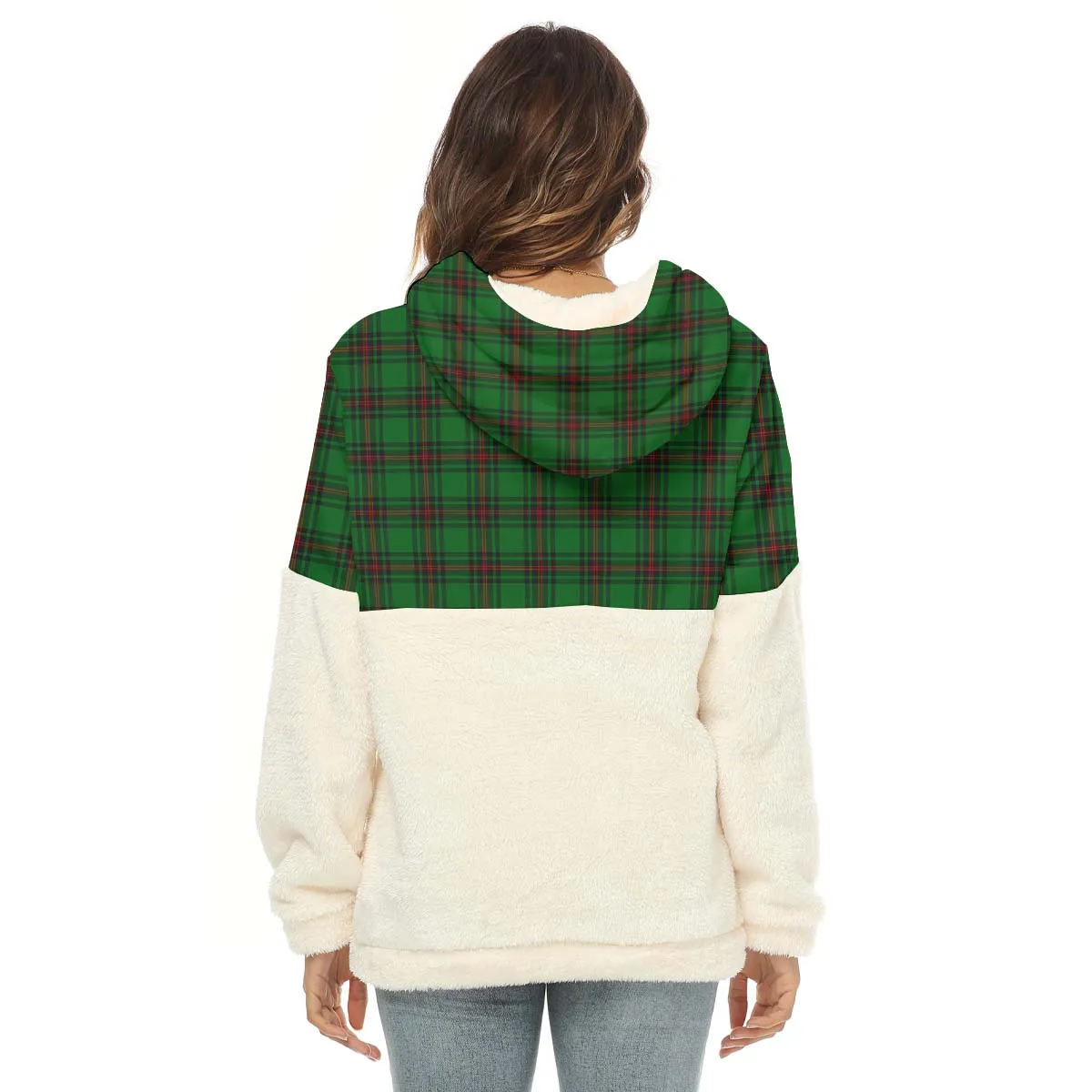 Anstruther Tartan Women's Borg Fleece Hoodie With Half Zip