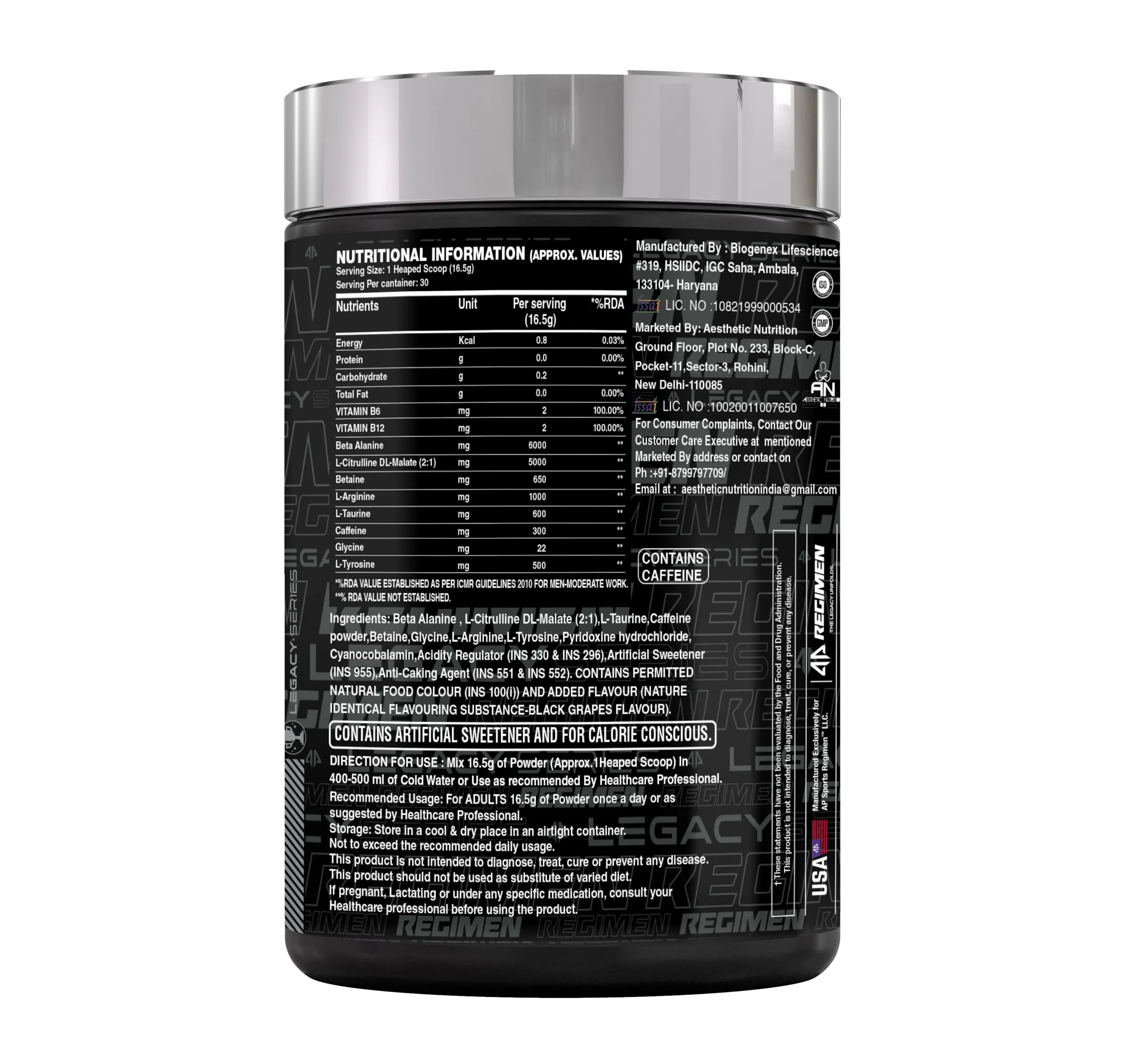 AP SPORTS REGIMEN Legacy Series Pre-Workout Pineapple Flavor -500gm