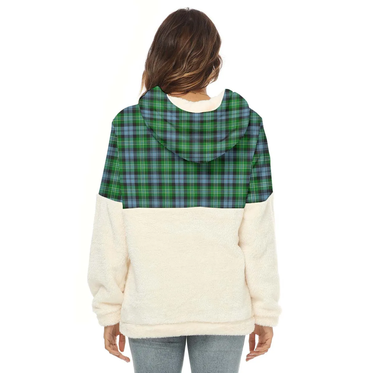 Arbuthnot Ancient Tartan Women's Borg Fleece Hoodie With Half Zip