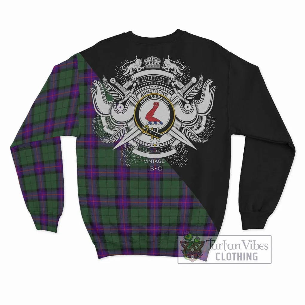 Armstrong Modern Tartan Sweatshirt with Family Crest and Military Logo Style