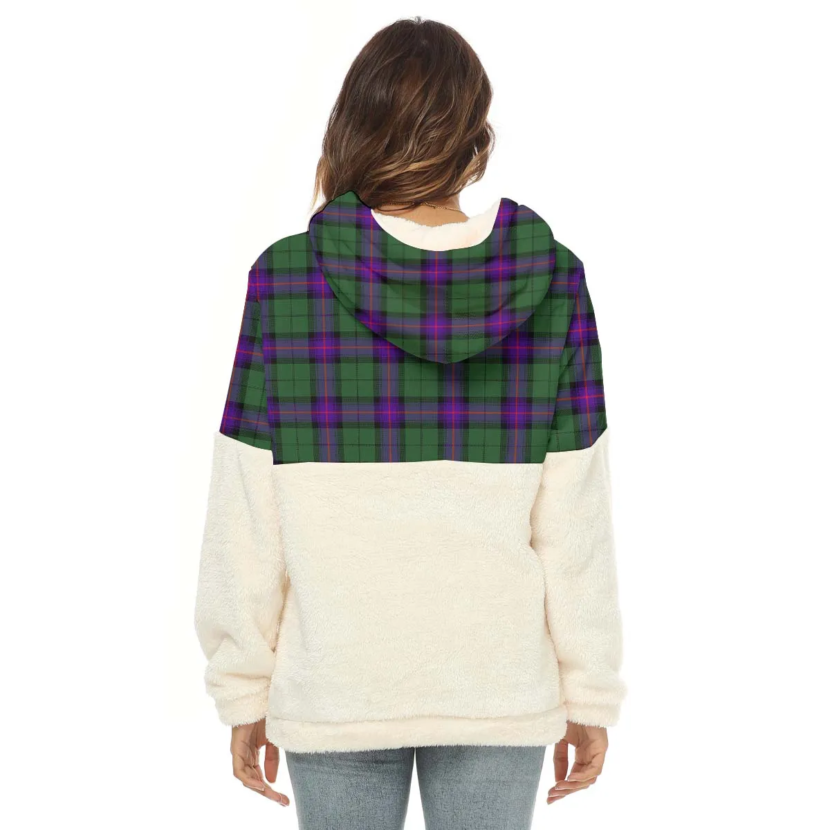 Armstrong Modern Tartan Women's Borg Fleece Hoodie With Half Zip