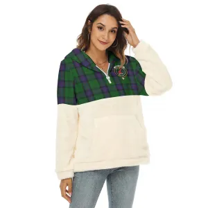 Armstrong Tartan Women's Borg Fleece Hoodie With Half Zip with Family Crest