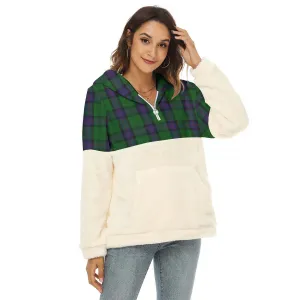 Armstrong Tartan Women's Borg Fleece Hoodie With Half Zip