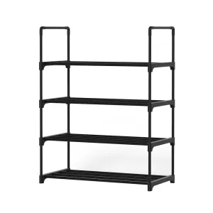 Artiss Shoe Rack Stackable Shelves 4 Tiers 55cm Shoes Storage Stand Black