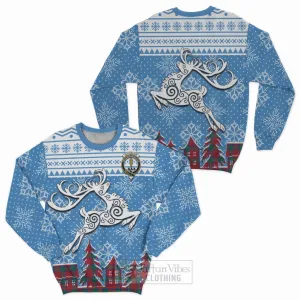 Auchinleck (Affleck) Clan Christmas Sweatshirt Celtic Reindeer Style