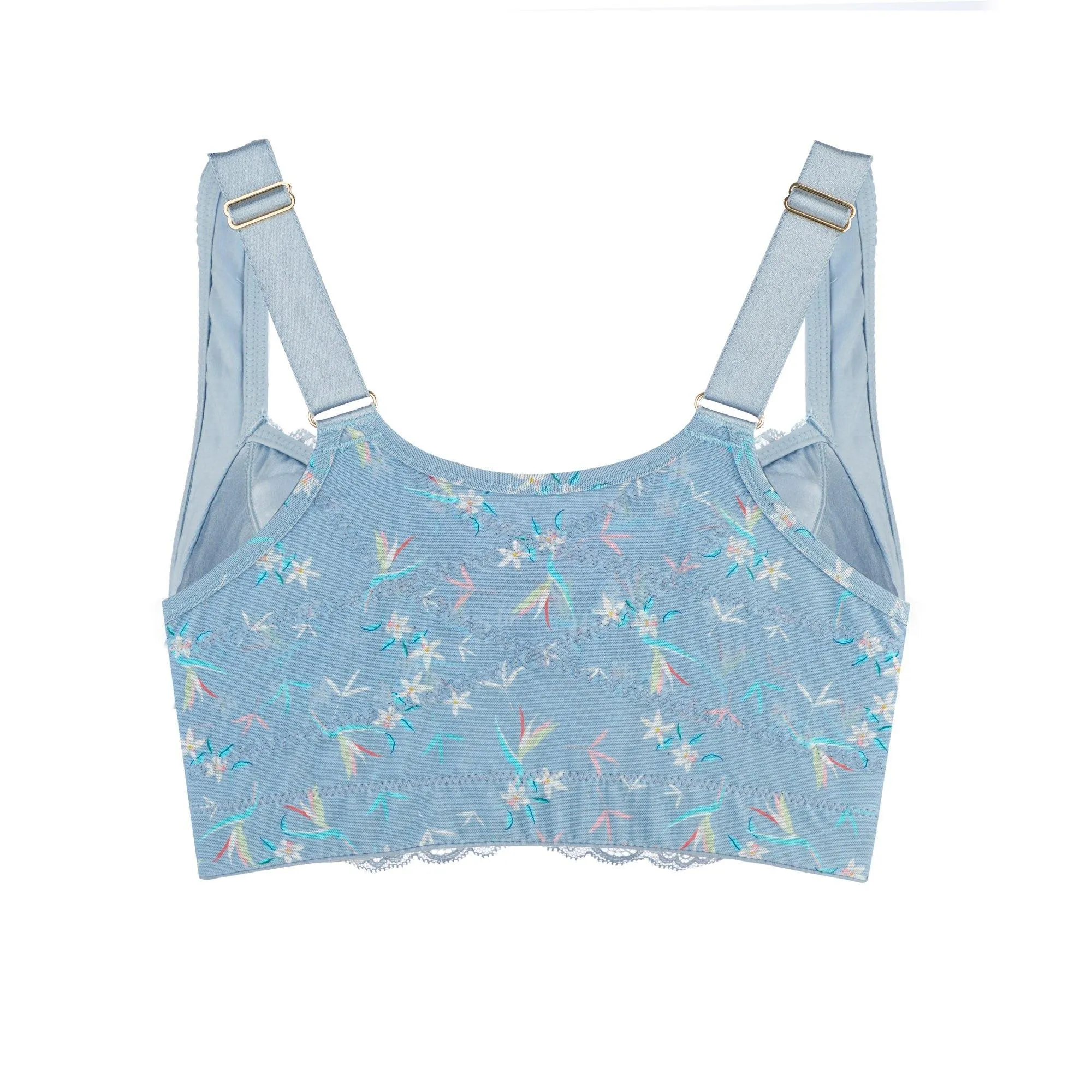 Back Support Silk & Organic Cotton Sports Bra (Floral Spritz & Lily white)