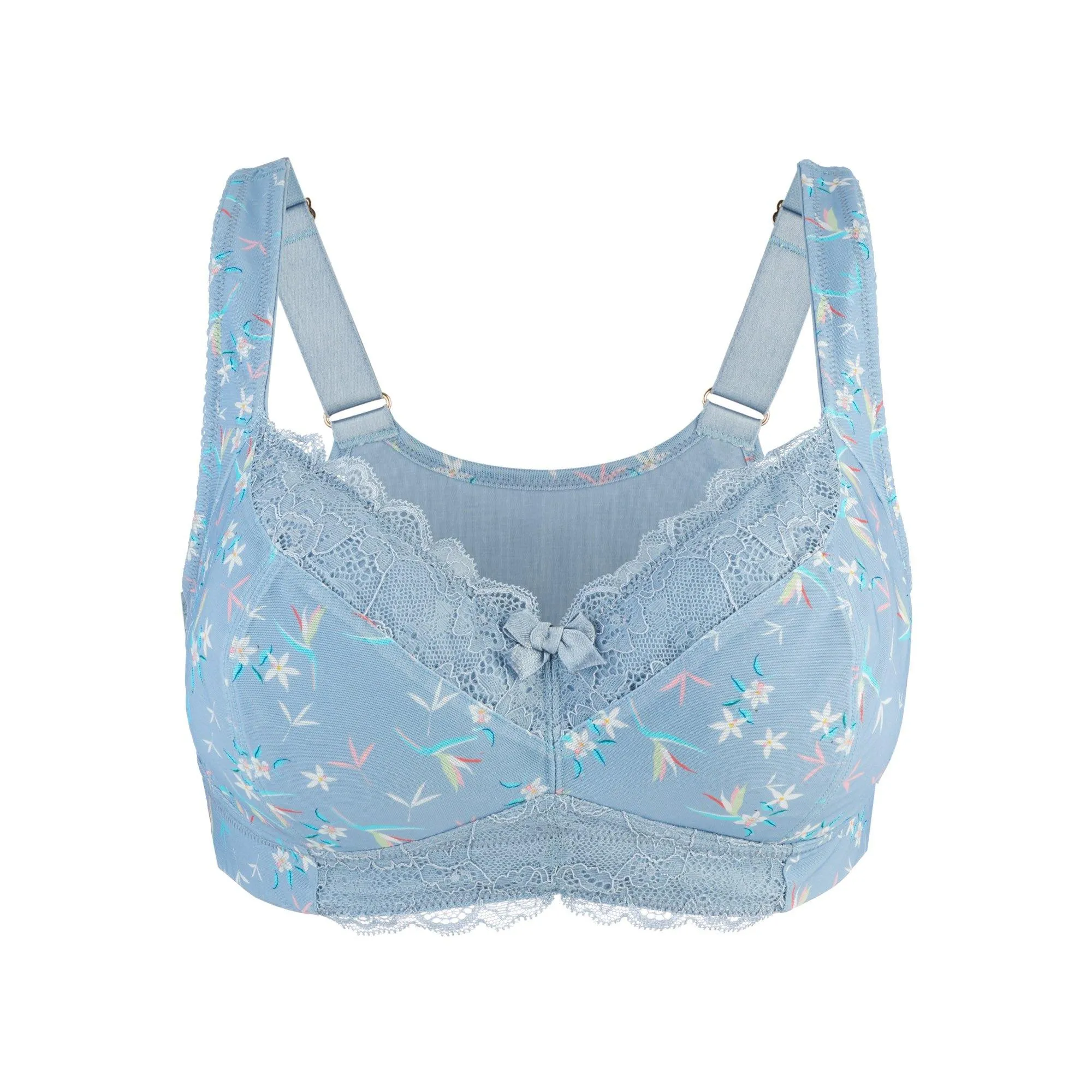 Back Support Silk & Organic Cotton Sports Bra (Floral Spritz & Lily white)