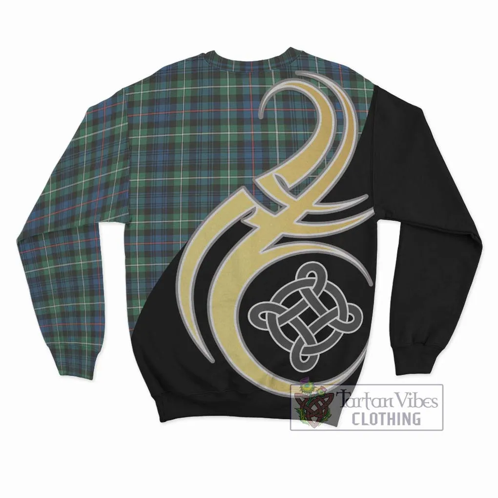 Baillie Ancient Tartan Sweatshirt with Family Crest and Celtic Symbol Style