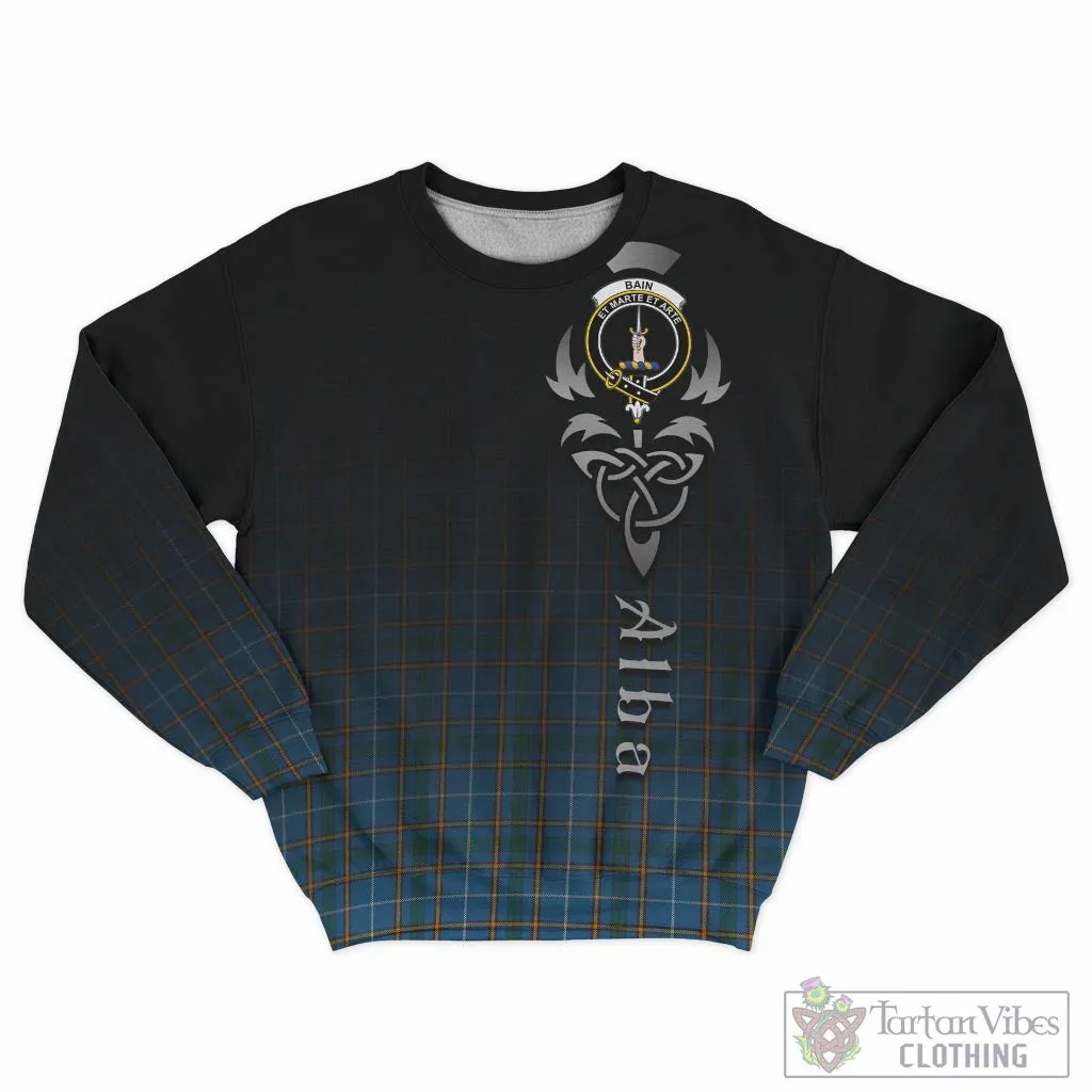 Bain Tartan Sweatshirt Featuring Alba Gu Brath Family Crest Celtic Inspired