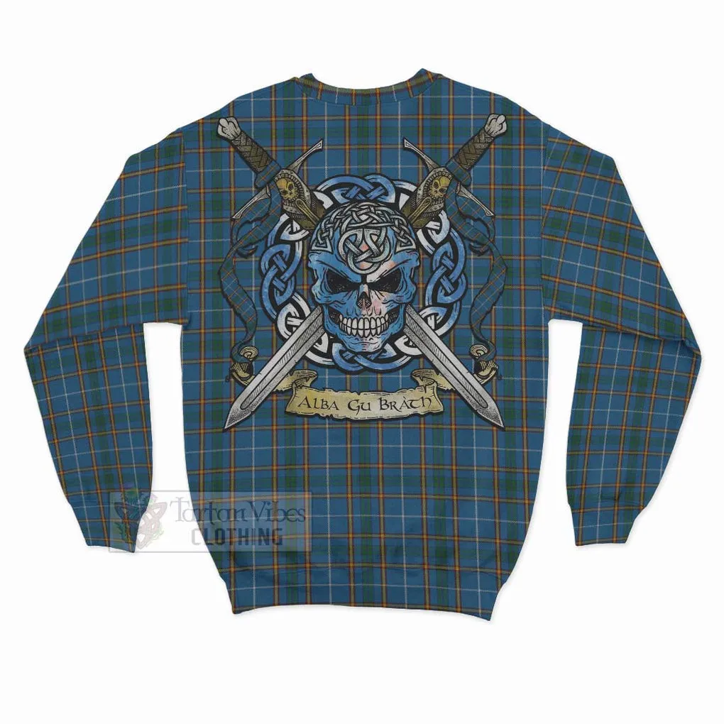 Bain Tartan Sweatshirt with Family Crest Celtic Skull Style