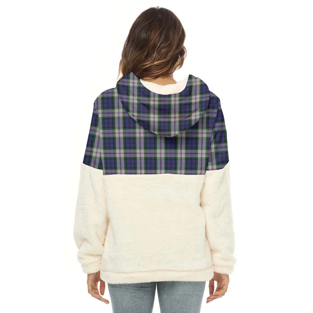 Baird Dress Tartan Women's Borg Fleece Hoodie With Half Zip with Family Crest