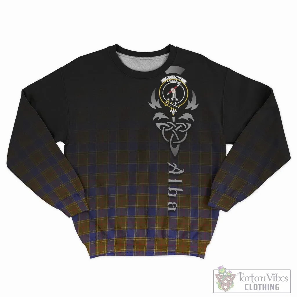 Balfour Tartan Sweatshirt Featuring Alba Gu Brath Family Crest Celtic Inspired