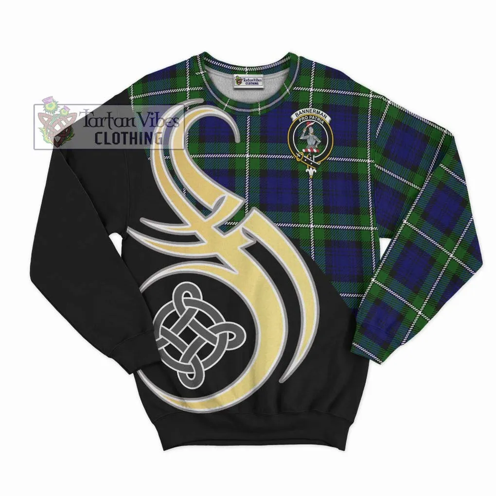 Bannerman Tartan Sweatshirt with Family Crest and Celtic Symbol Style