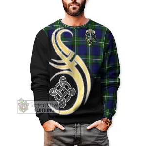 Bannerman Tartan Sweatshirt with Family Crest and Celtic Symbol Style