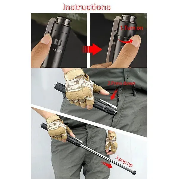 Baton | Safe Hiking Heavy Metal Stick Rod | Automatic Retractable Hiking Stick - Enhanced Self-Defense Rod