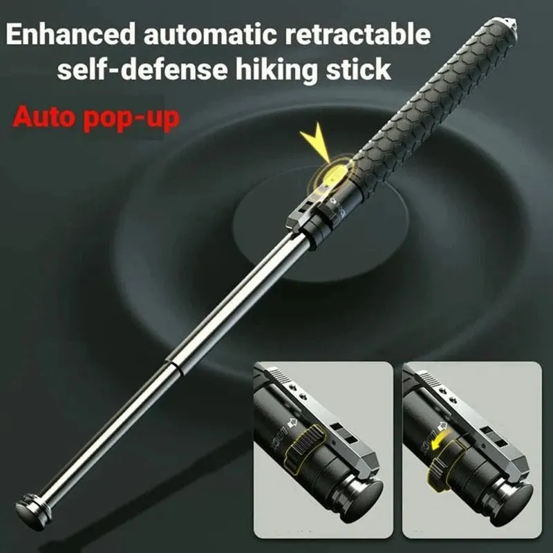 Baton | Safe Hiking Heavy Metal Stick Rod | Automatic Retractable Hiking Stick - Enhanced Self-Defense Rod