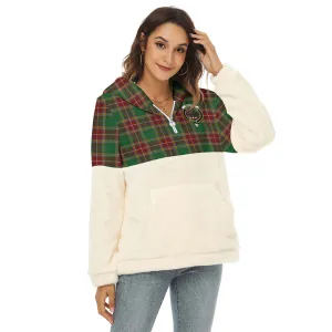 Baxter Tartan Women's Borg Fleece Hoodie With Half Zip with Family Crest