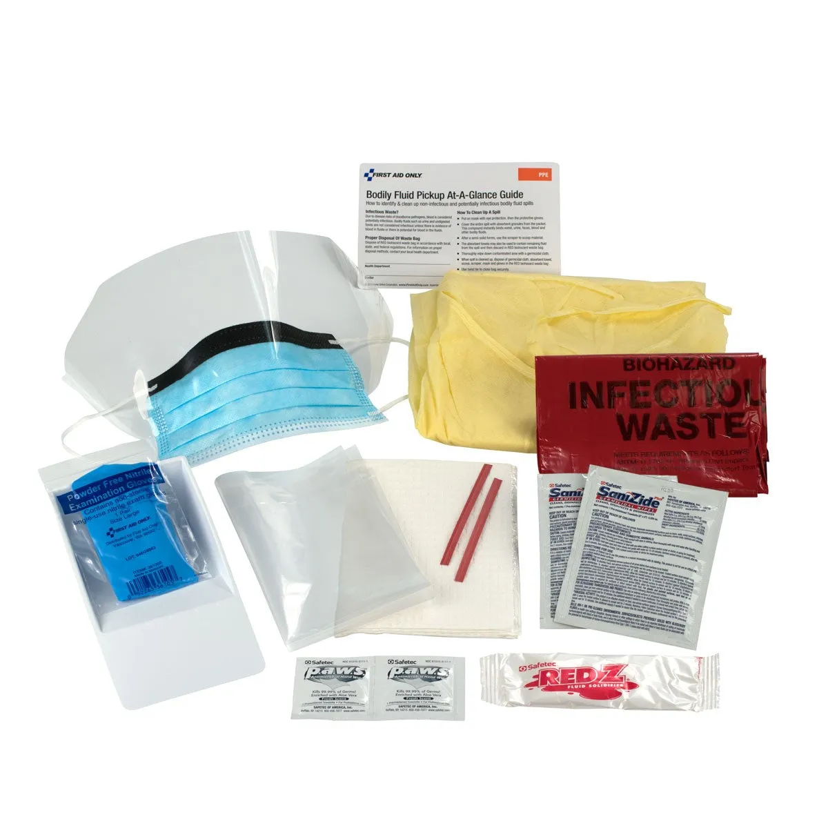 BBP Spill Clean Up Kit, Bodily Fluid Clean Up Pack, 16 Pc - Disposable Tray - W-214-P