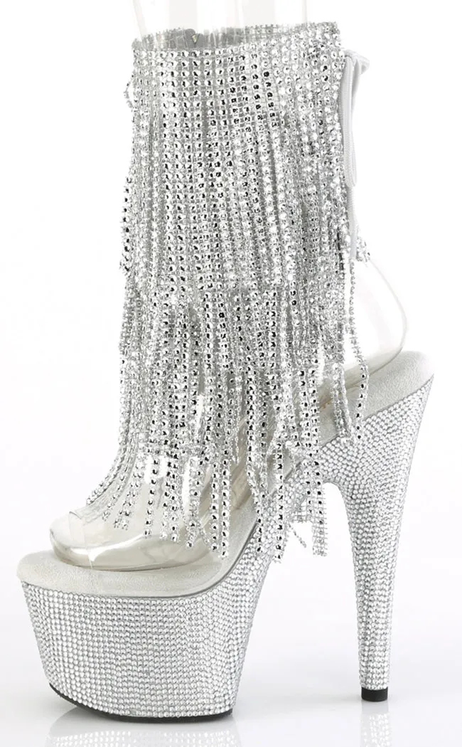 BEJEWELED-1017RSF-7 Clear & Silver Rhinestone Boots