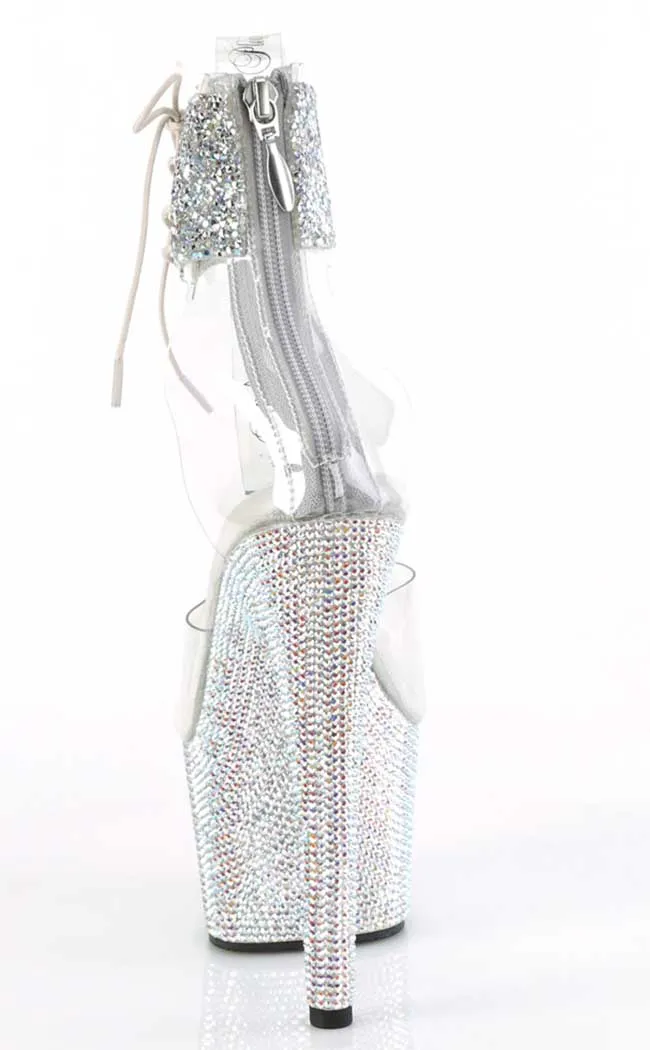 BEJEWELED-724RS-02 Silver Rhinestone Cuff Heels