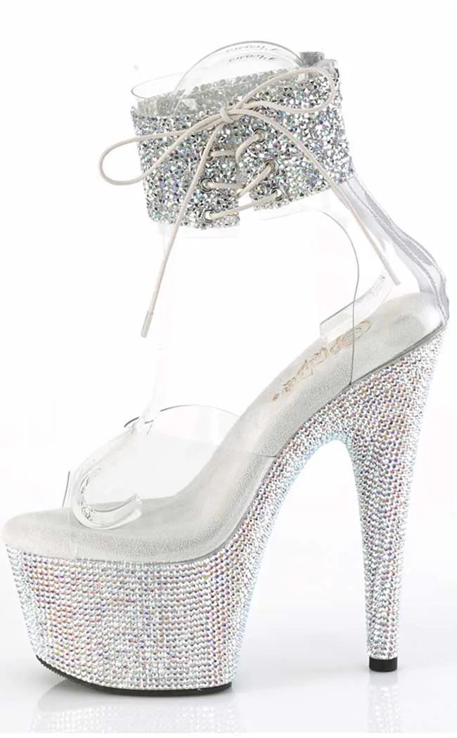 BEJEWELED-724RS-02 Silver Rhinestone Cuff Heels