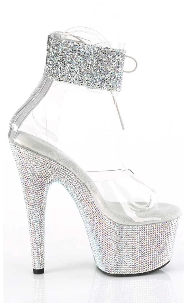 BEJEWELED-724RS-02 Silver Rhinestone Cuff Heels