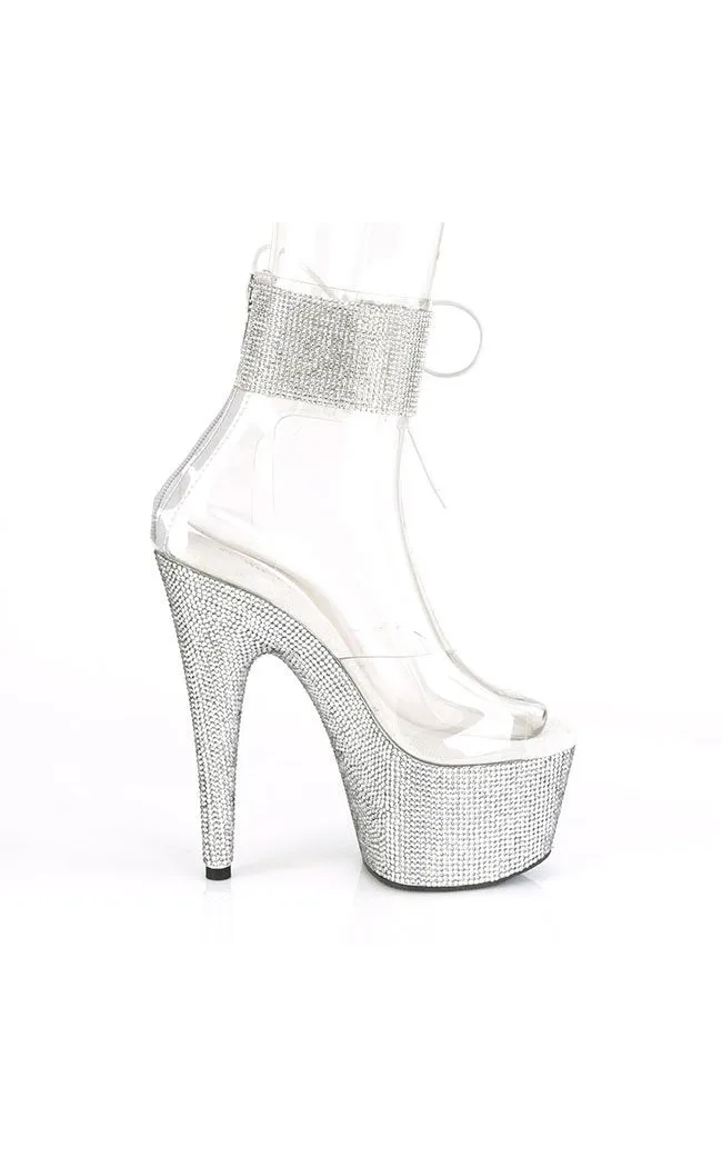 BEJEWELED-724RS Silver Rhinestone Cuff Heels