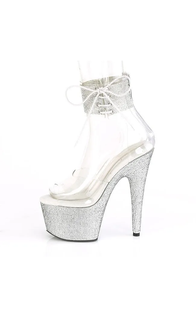 BEJEWELED-724RS Silver Rhinestone Cuff Heels