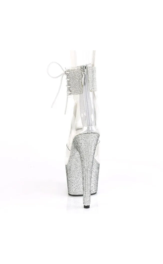 BEJEWELED-724RS Silver Rhinestone Cuff Heels