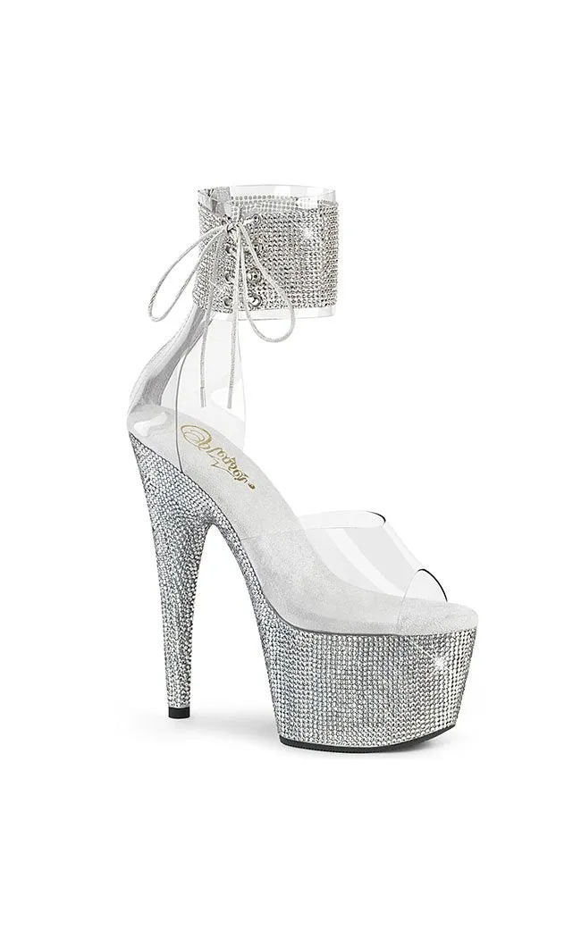 BEJEWELED-724RS Silver Rhinestone Cuff Heels