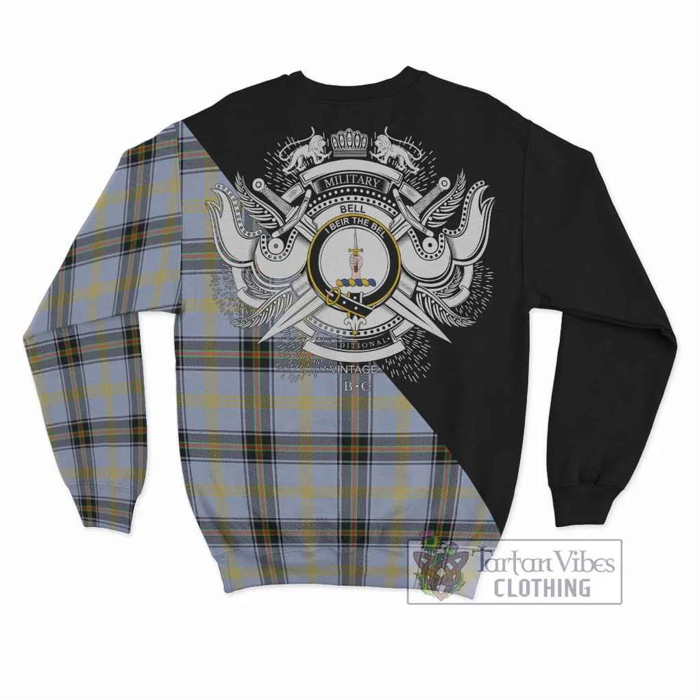 Bell Tartan Sweatshirt with Family Crest and Military Logo Style