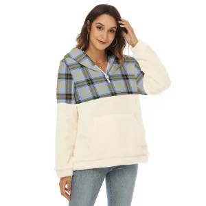 Bell Tartan Women's Borg Fleece Hoodie With Half Zip