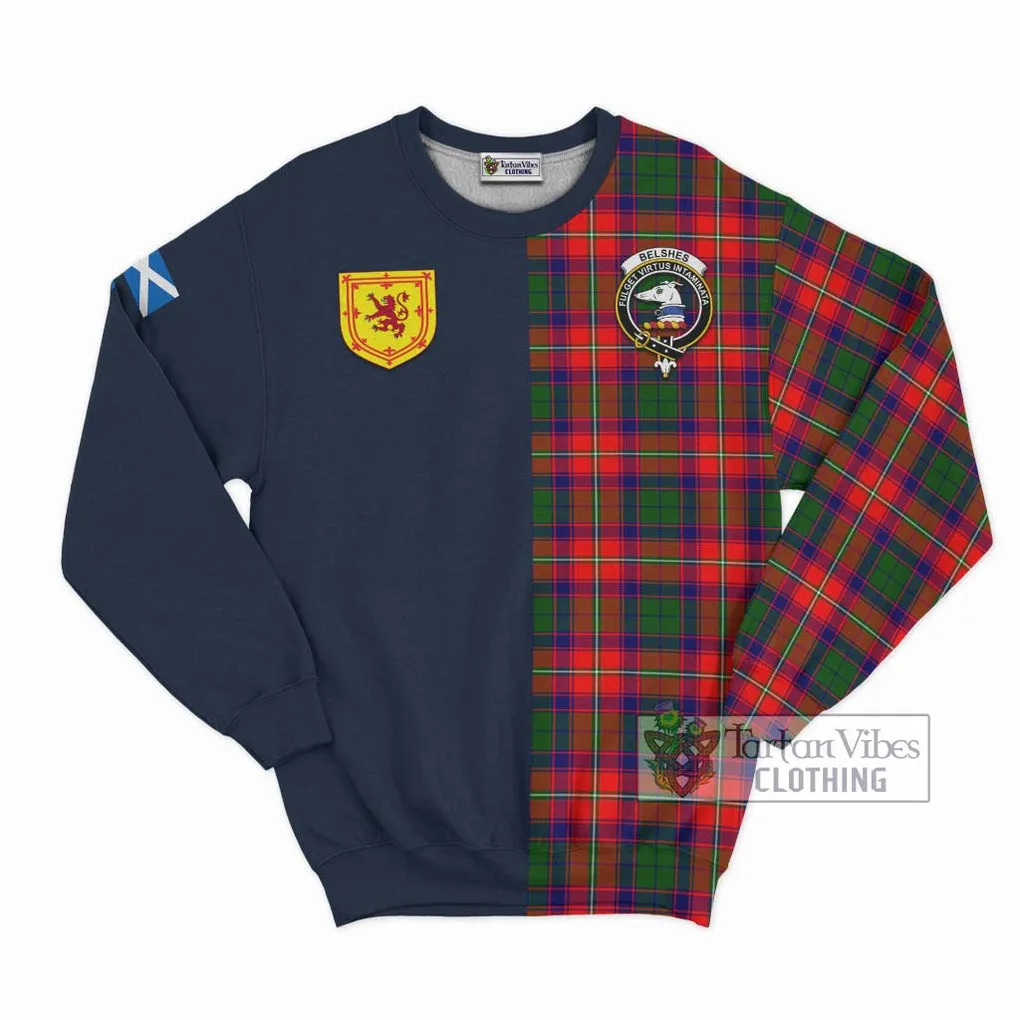 Belshes Tartan Sweatshirt Alba with Scottish Lion Royal Arm Half Style