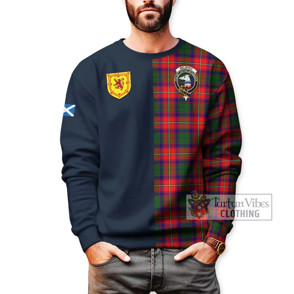 Belshes Tartan Sweatshirt Alba with Scottish Lion Royal Arm Half Style