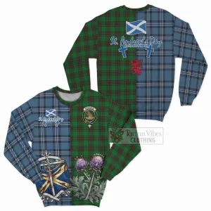 Beveridge Tartan Sweatshirt Happy St. Andrew's Day Half Tartan Style