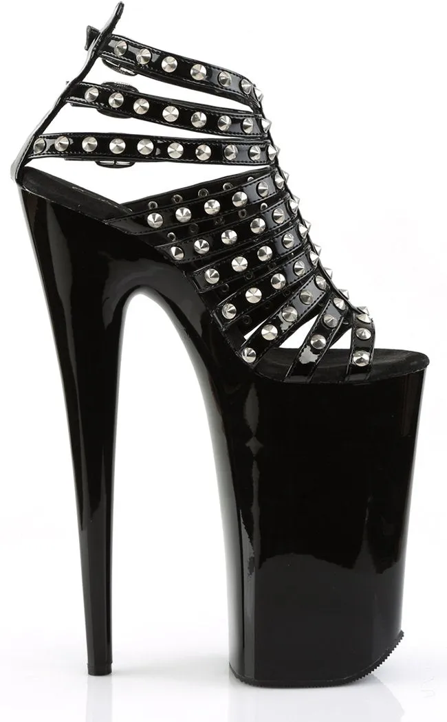 BEYOND-093 Black Strappy 10 Inch Heels