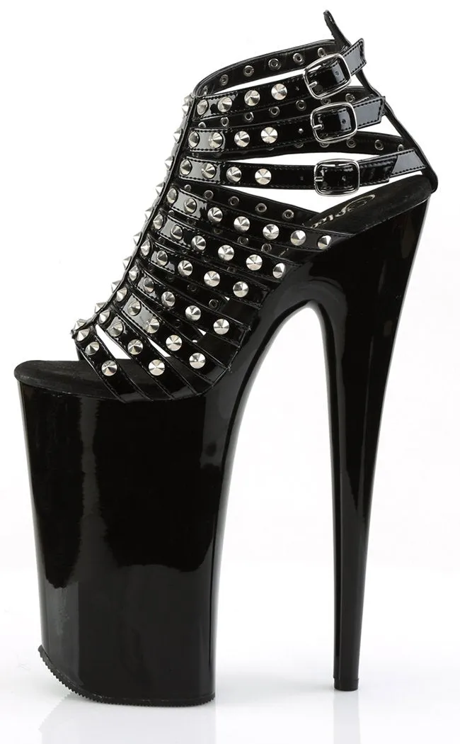 BEYOND-093 Black Strappy 10 Inch Heels